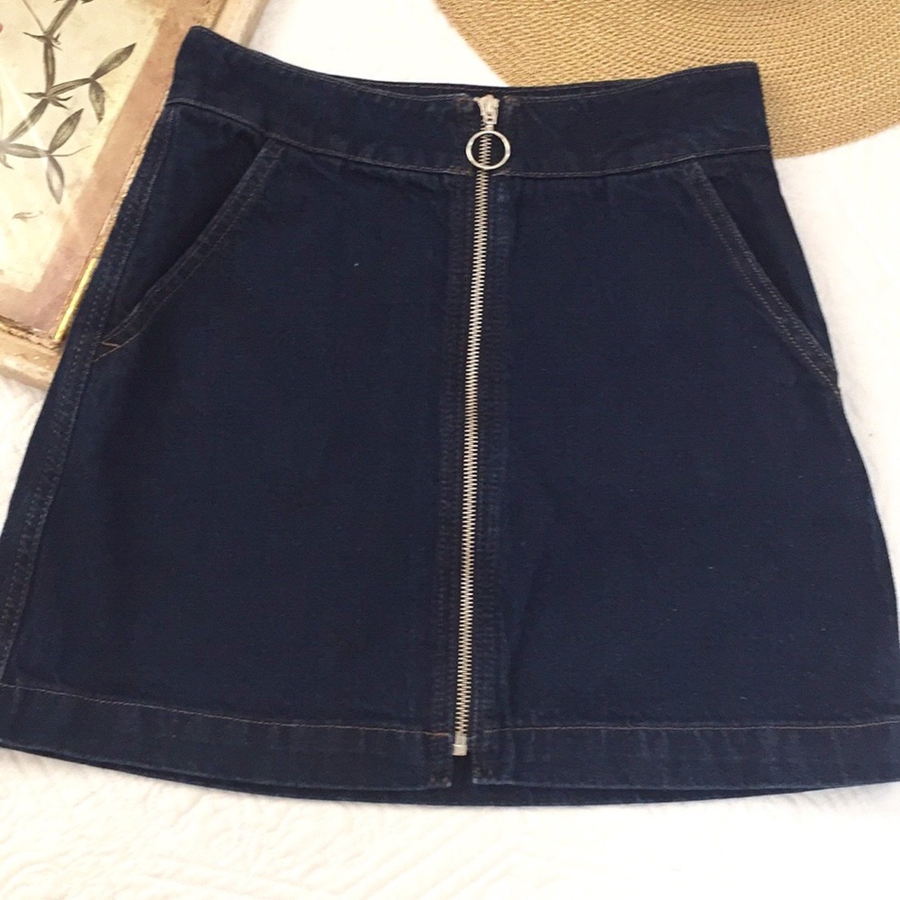 Topshop Moto Full Zip Denim Mini Skirt - Picture 8 of 16